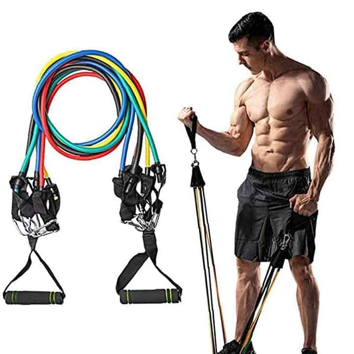 Resistance Bands, Azonee Four Tube Pull Rope Pedals Fitness Resistance