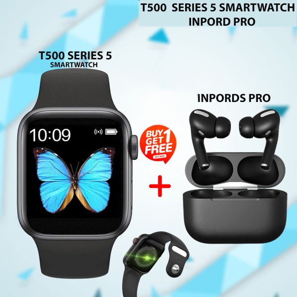 smart watch T500 series 5 plus Free Inpords pro