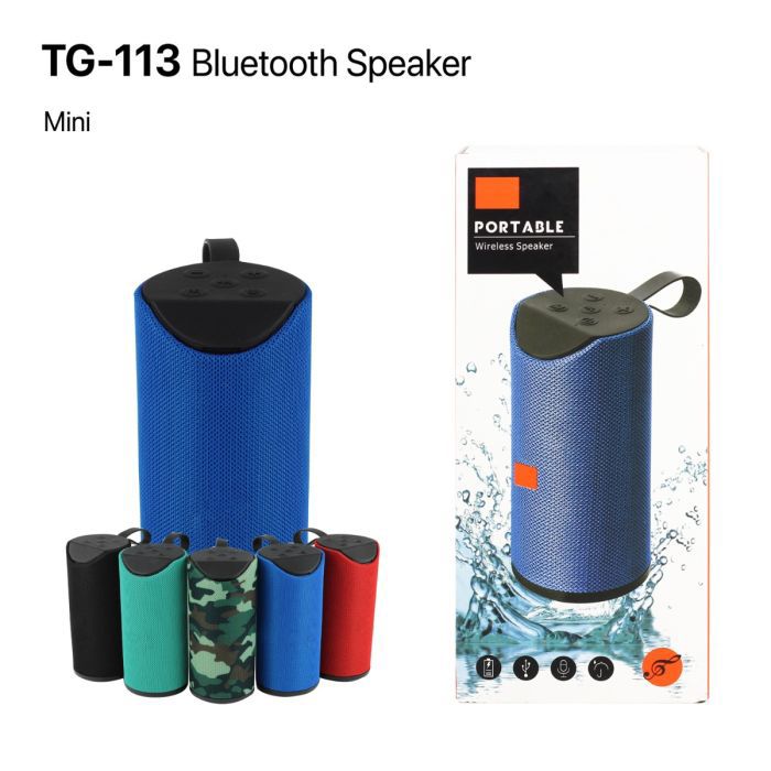TG-113 Super Bass Splash-Proof Bluetooth Speaker with Inbuilt Mic